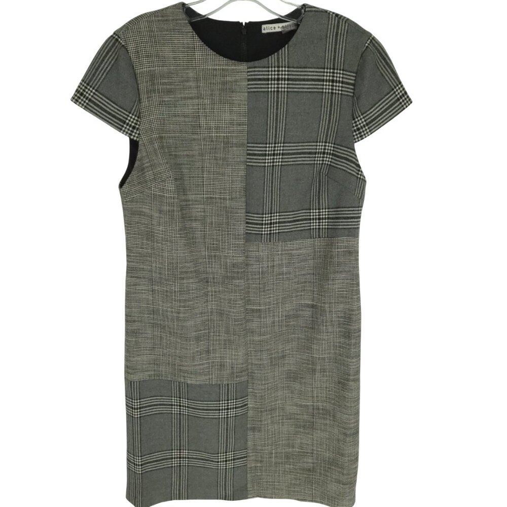 Alice + Olivia Coley Plaid Cap Sleeve Dress Microplaid Houndstooth Sparkle 8